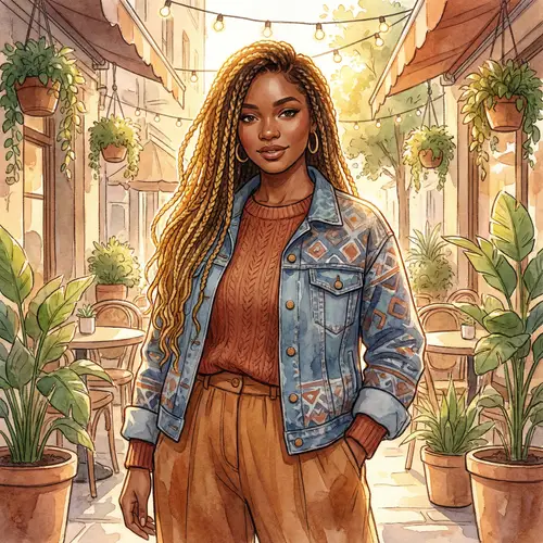 Dark Skin Woman with Golden Hair Illustration