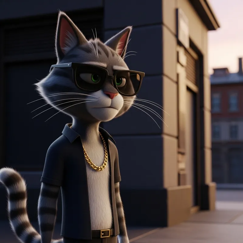 Billu Don: The Street-Smart Cat in 3D Pixar Style