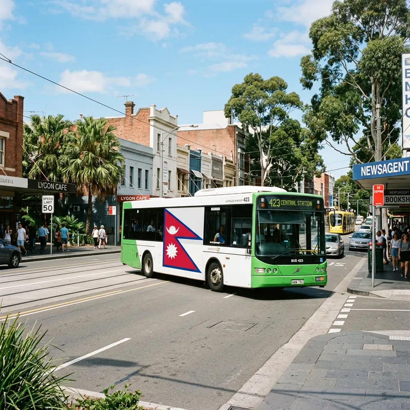 Nepali Flag on Australia Bus | Urban Fusion