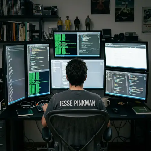 Diverse Computer Screen Coding by Software Developer Jesse Pinkman