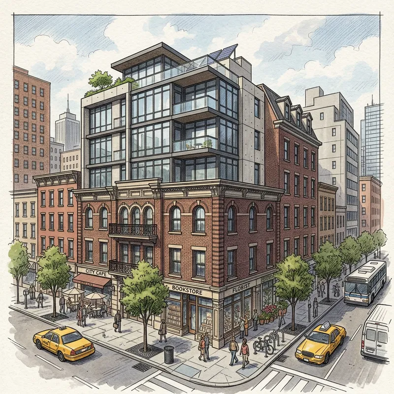 Architectural Drawing of Urban Building in Irkutsk City