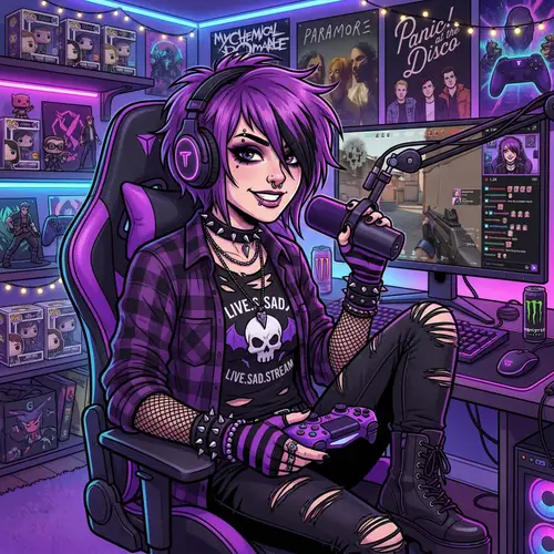 Female Emo Mascot for Twitch Streamers