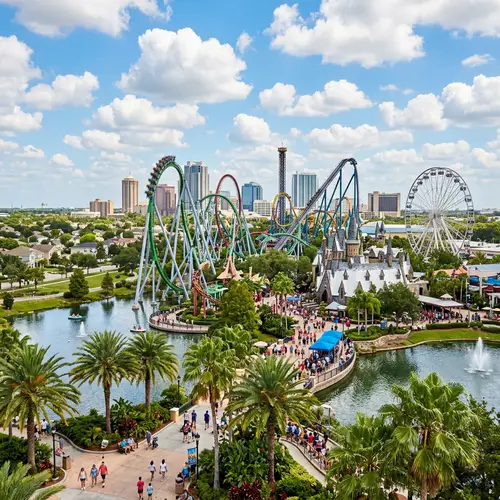 Orlando Florida City with Roller Coasters - Thrilling Skyline Views