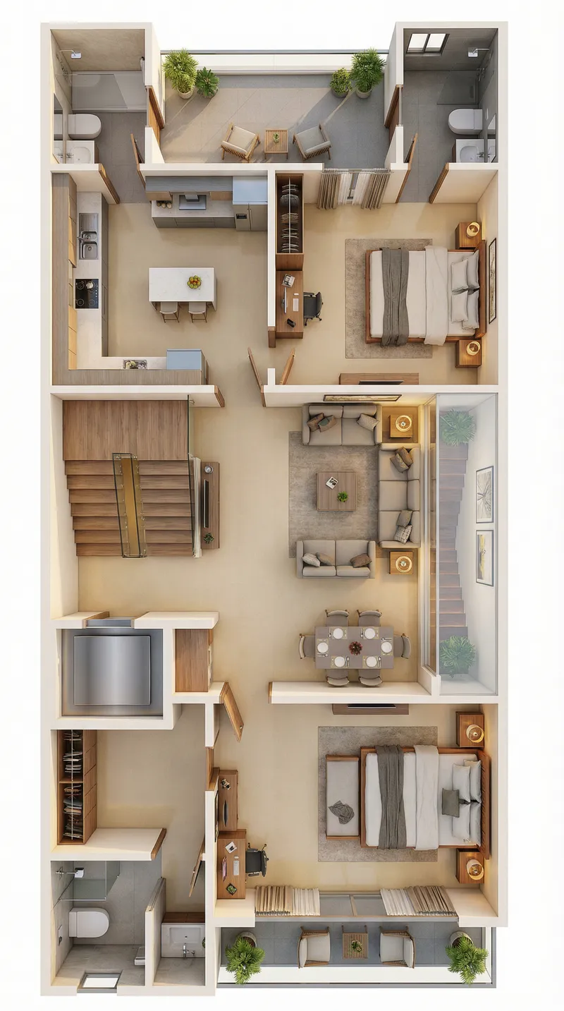Complete 2D Room Layout Design Plan
