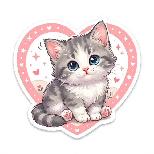 Adorable Kitten Sticker Design | Cute Cat Sticker