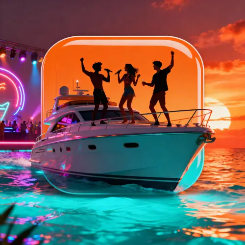 Vibrant App Icon Design: Yacht Party Scene