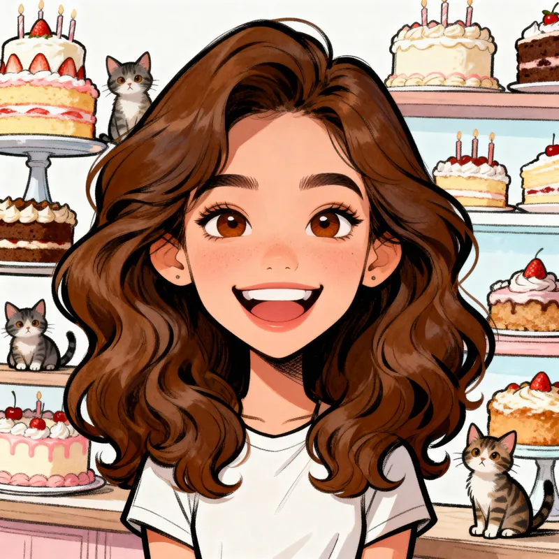 Playful Caricature Art of a Joyful Girl