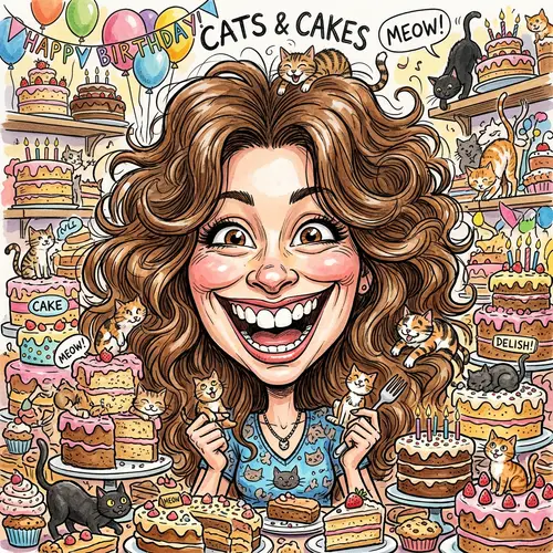 Playful Caricature Art of a Joyful Girl