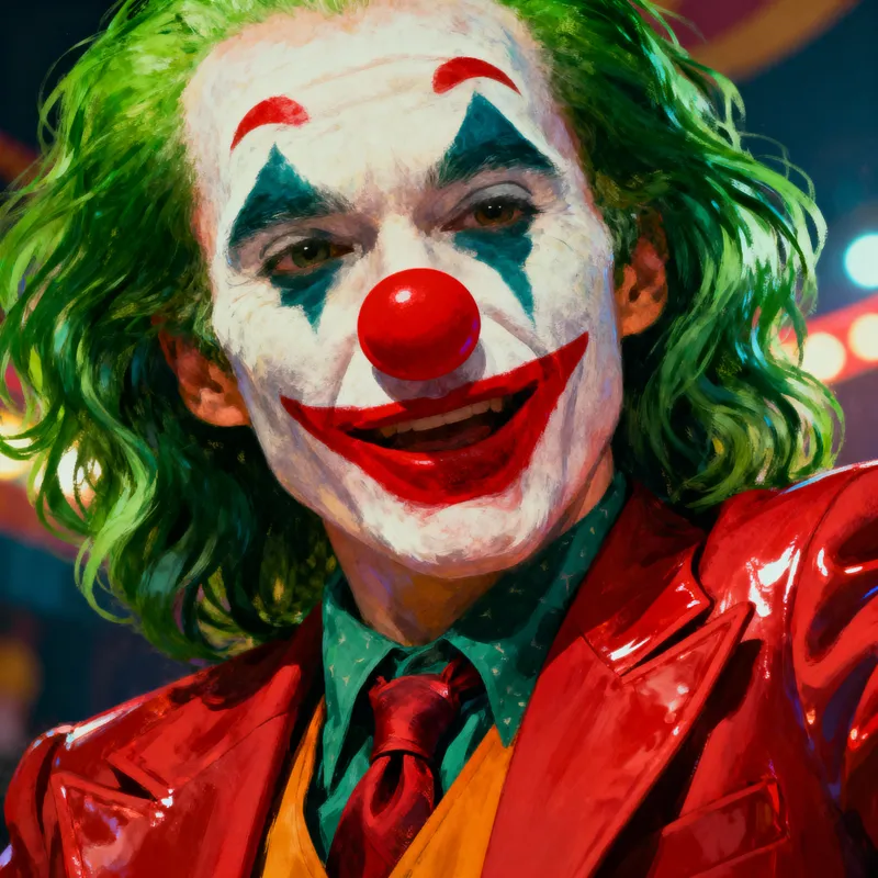 Clown in Red Suit with Green Hair