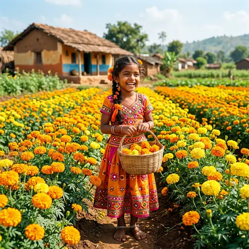 South Asian Girl in Traditional Indian Clothing | Marigold Fields