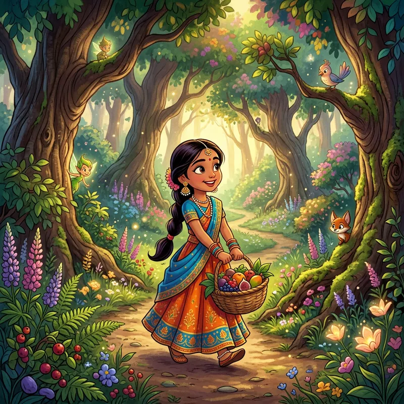 Magical Encounter: Indian Girl in Enchanting Forest | Disney-Inspired