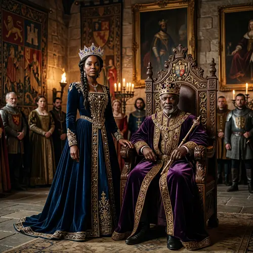 Majestic Black Queen and King Throne Scene