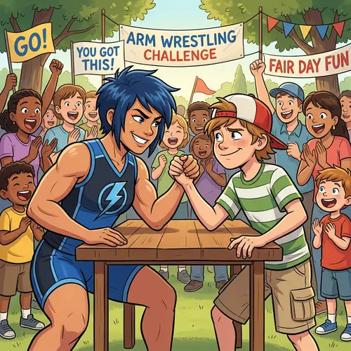 Muscular Girl vs. Quirky Boy: Friendly Arm-Wrestling Match