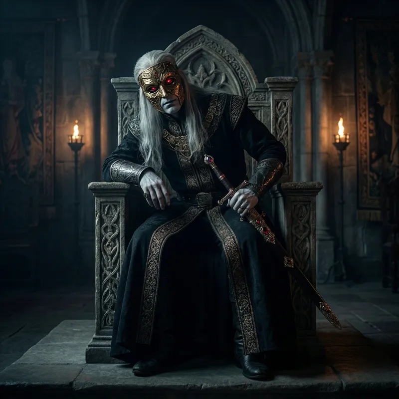 Deadly Handsome Character on Throne | Golden Mask