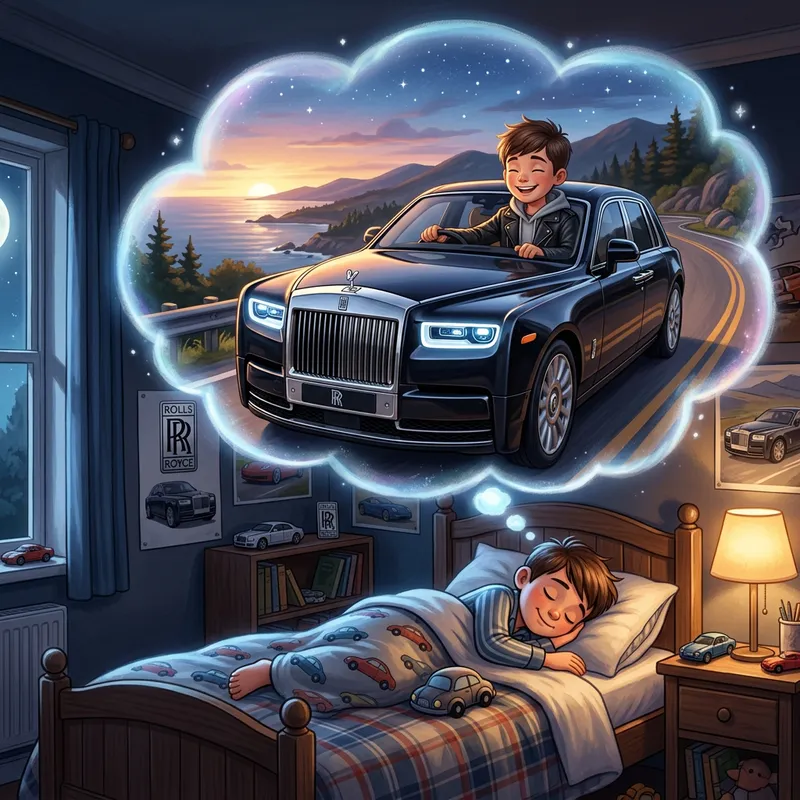 Boy Dreaming of His Rolls Royce