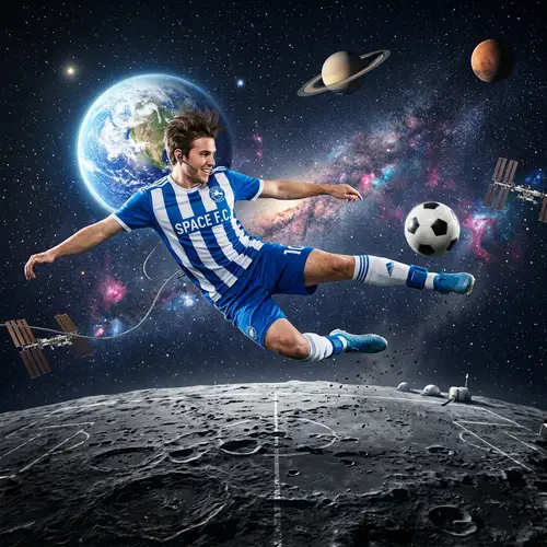 Caucasian Male Soccer Player in Outer Space | Extraordinary Football Moment