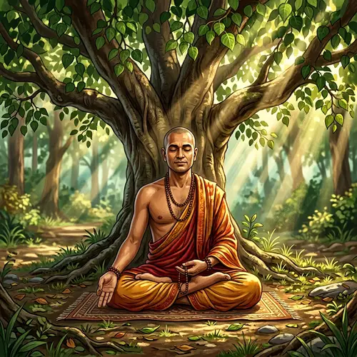 Siddhartha Gautama - Serene Meditative Figure Under Tree