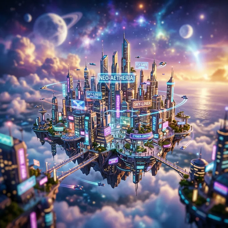 Vibrant Miniature Floating Cityscape: Dreamlike Futuristic Wonder
