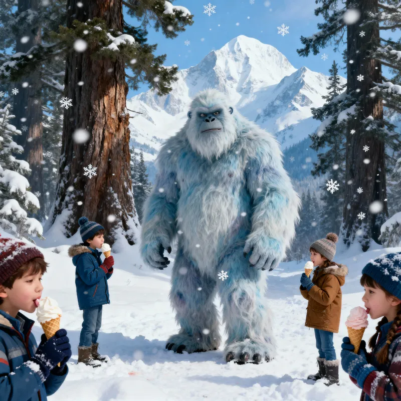 Yeti in Snow: A Winter Wonderland Scene