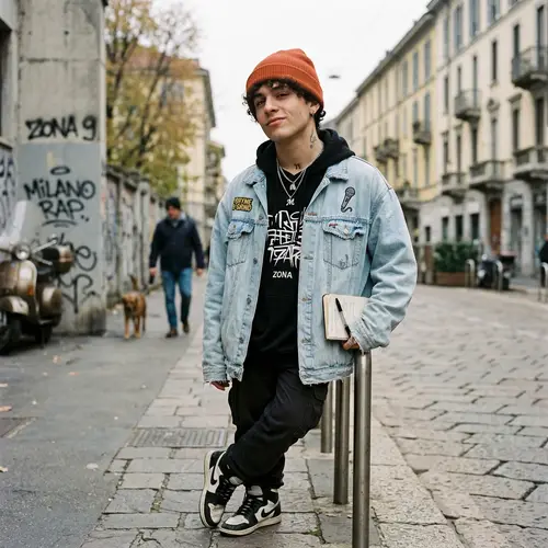 Italian Young Man Embracing Hip-Hop Culture in Milan