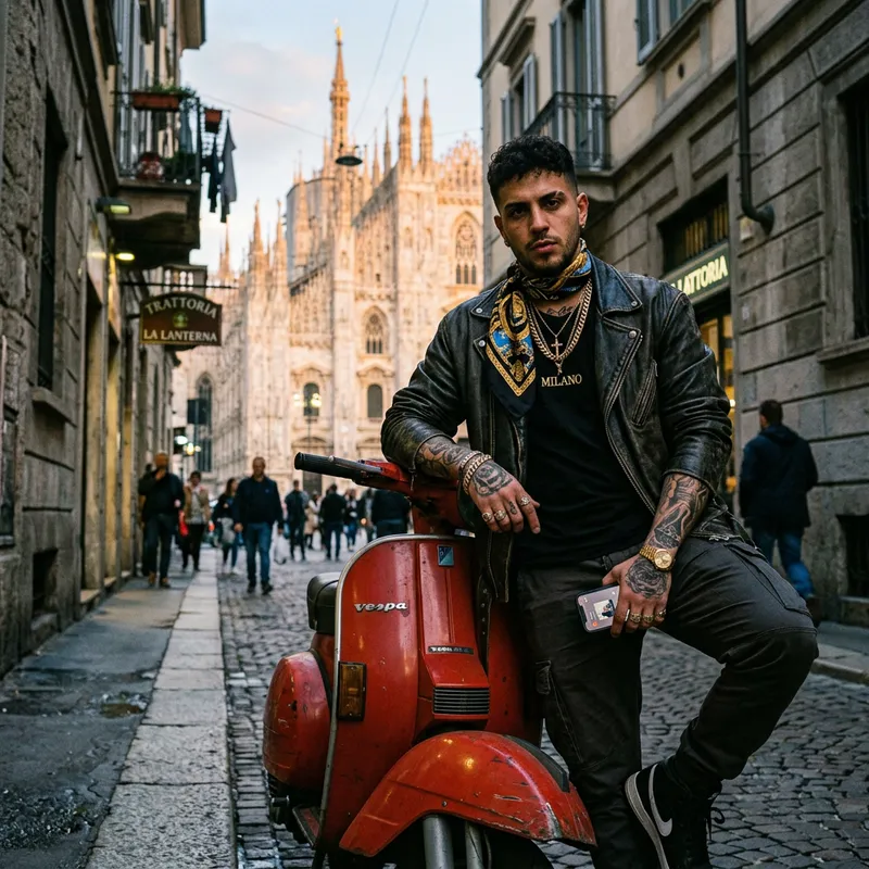 Milanese Criminal Rapper | Edgy & Charismatic Style Milanese Criminal Rapper | Edgy & Charismatic Style