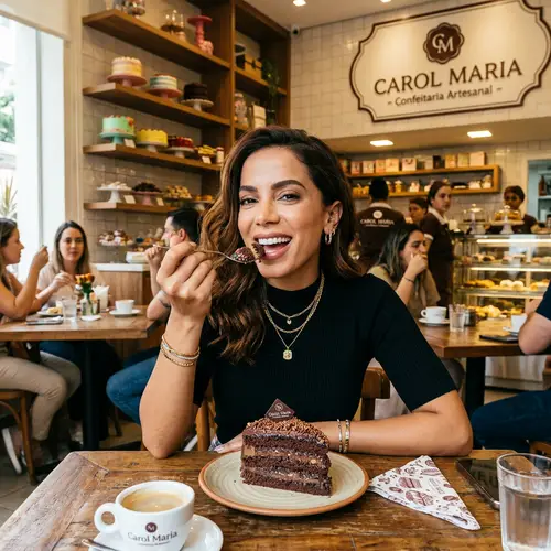 Anitta Enjoys Cake at Carol Maria Bakery