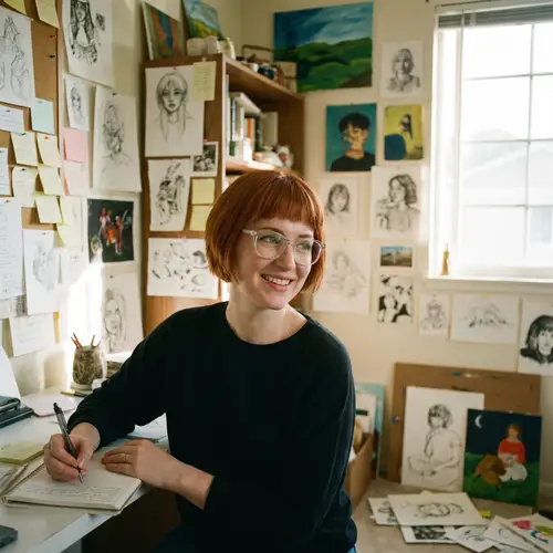 Creative Writer with Green Eyes | Red-Haired Caucasian Woman