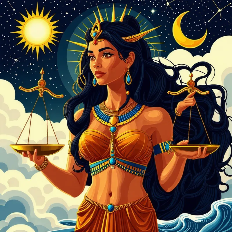 Realistic Egyptian Libra Goddess Art with Scales