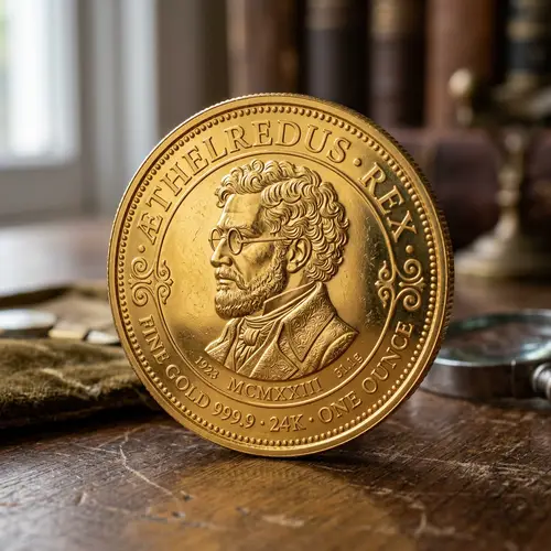 Gleaming Gold Coin with Historic Figure Design