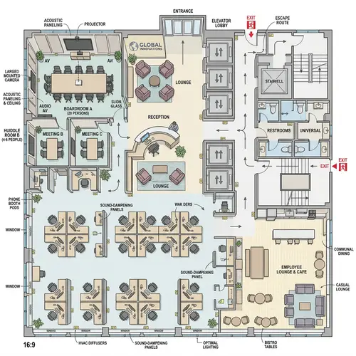 Office Floor Plan for Functionality, Collaboration, and Comfort | AI-Optimized Spaces