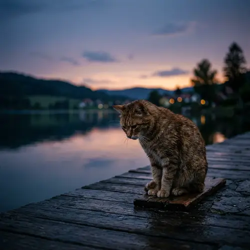 Downcast Cat in the Twilight