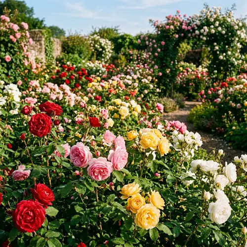 Enchanting Garden of Colorful Roses - Symbolism and Beauty