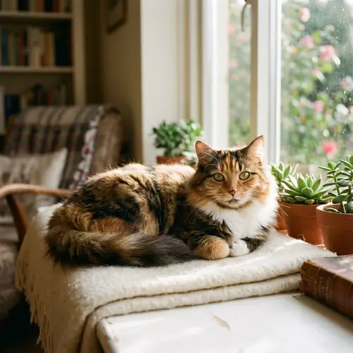 Smiling Cat Portrait: Vibrant, Plush Fur and Sparkling Eyes