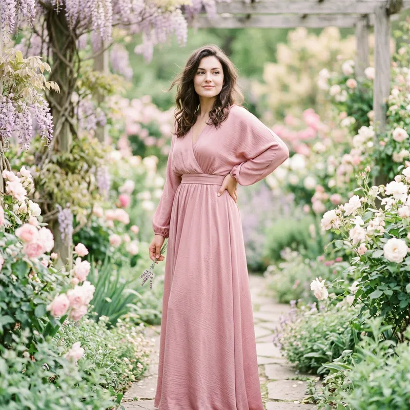 Elegant Model Portrait in Ethereal Garden
