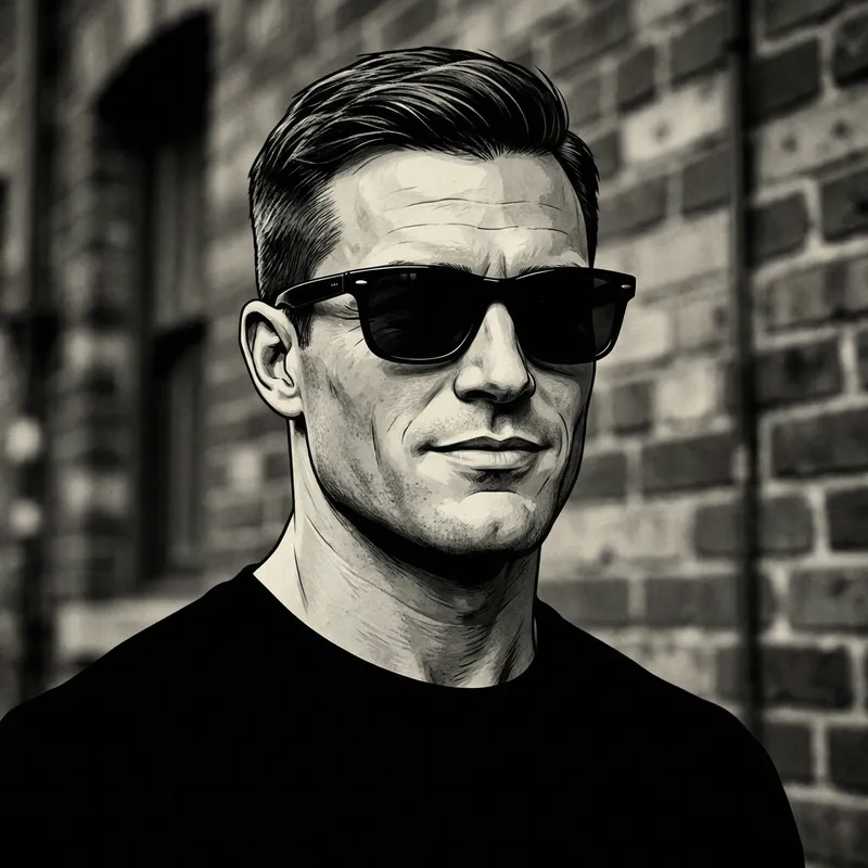 Classic Black and White Gigachad with Stylish Eyeglasses