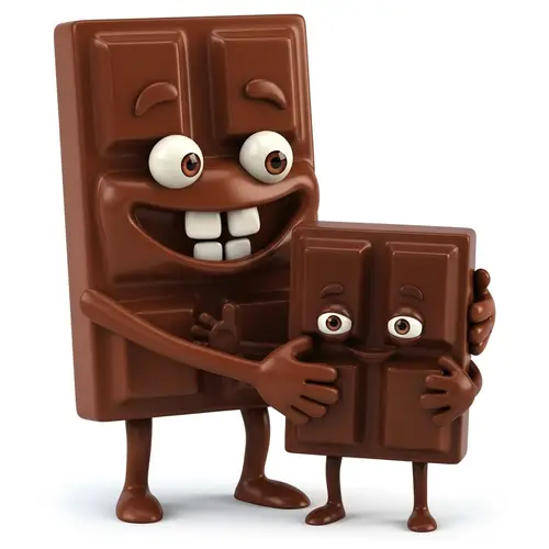Goofy Chocolate Bar Character - Fun Dessert Art