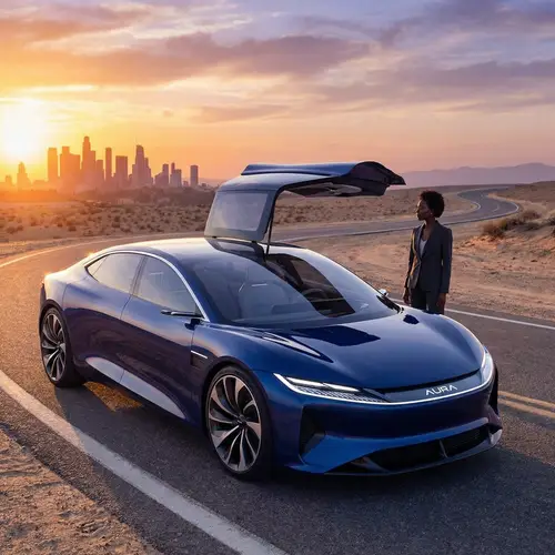 Futuristic Concept Car in Metallic Blue | Aerodynamic Design