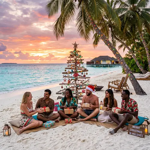 Christmas Celebration in Tropical Maldives | Sunset Beach Gathering