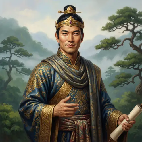 Royal Portrait of Young Asian King | Historical Figure Art