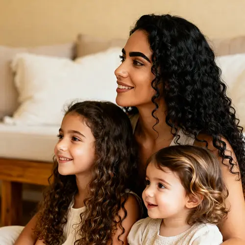 Beautiful Mother and Daughters Bonding Moment