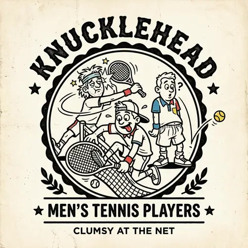 Knucklehead Men's Tennis Cartoon Logo Design