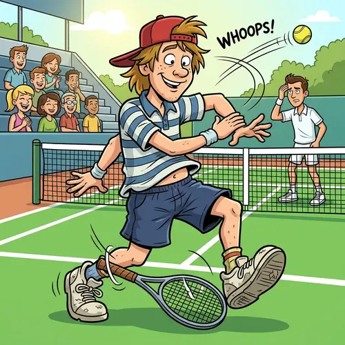 Cartoon Knucklehead Men Tennis Player