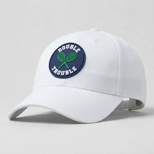 Stylish White Athletic Performance Hat | Double Trouble