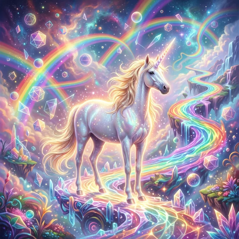 Dreamy Unicorn in an Abstract World