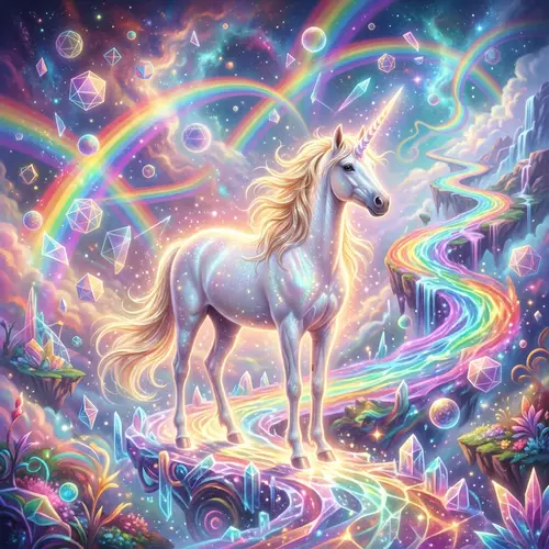 Dreamy Unicorn in an Abstract World