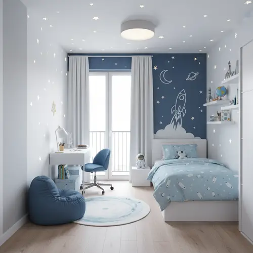 Minimal Space-Themed Room for a 5-Year-Old