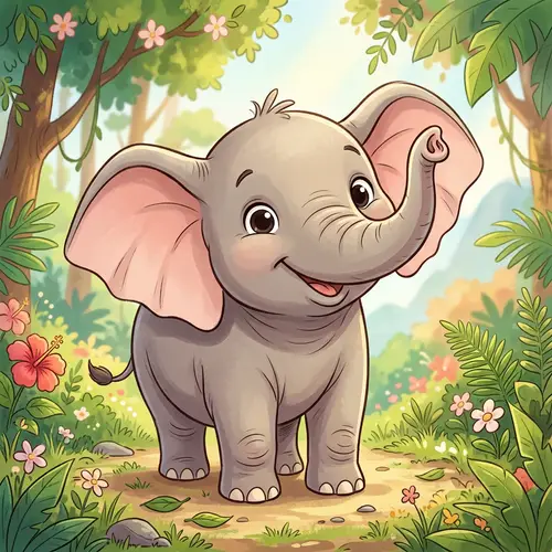 Adorable Cartoonish Elephant - Cute and Charming Representation