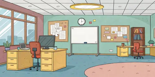 Modern Cartoon Office Without Chairs