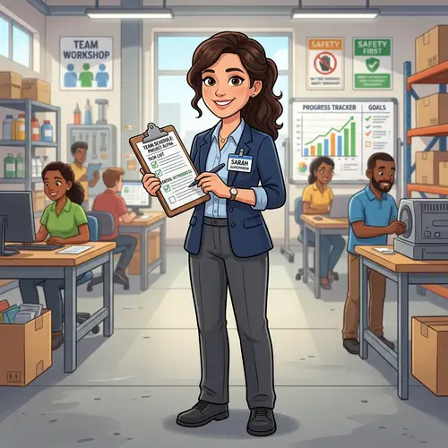Cartoon Female Supervisor with Clipboard
