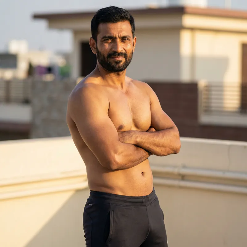 Confident Muscular South Asian Man | Charismatic Aura